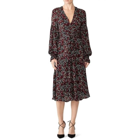 Nicholas Black Red Mini Daisy Wrap Midi Dress $595 - Picture 3 of 10